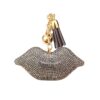 Wholesale Trendy Purple Lips Diamond Tassel Metal Keychain Bag Charm Resale Accessory