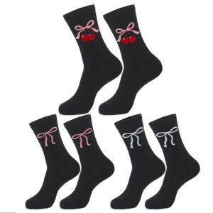 oly-b2a400737c816df1f261eadc4e4e27d0 Wholesale Fashion Knitted Jacquard Bow Mid Calf Cotton Socks for Women Trendy Sweet Style Resale