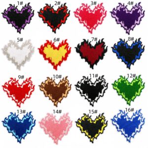 Flame heart fabric patch set - 16 pieces