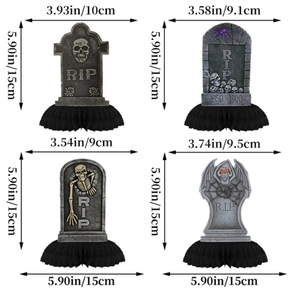 Wholesale Halloween Tombstone Honeycomb Ornaments 4 Pack Paper Party Decor