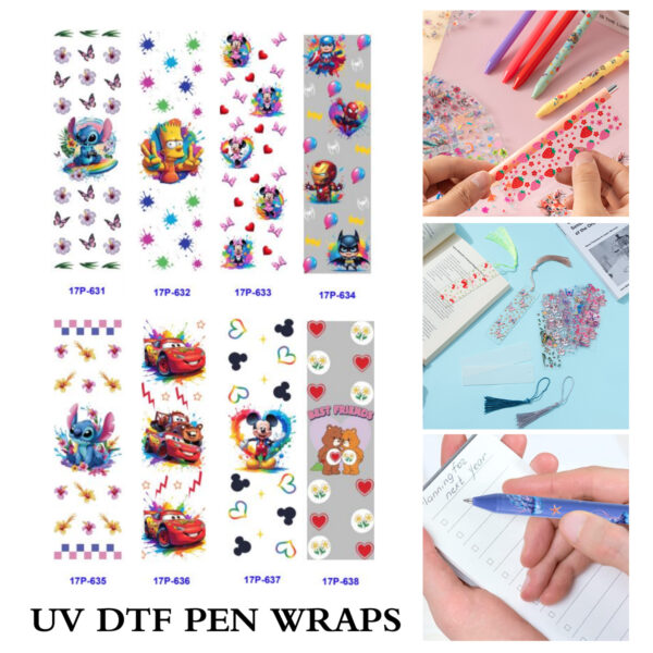 oly-b2f57924c693440dec999102fe886964 Wholesale 2/8/16pcs Color Splash Cartoon Alien Superhero Floral Butterfly Series UV DTF Pen and Bookmark Stickers OLY Exclusive