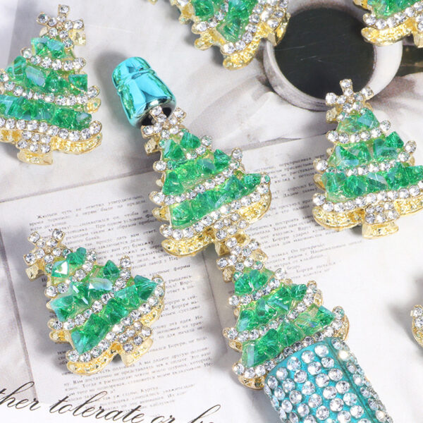 Wholesale Alloy Golden Green Christmas Tree Beads for DIY Phone Chain Keychain Bag Charm Chic Gift Resale