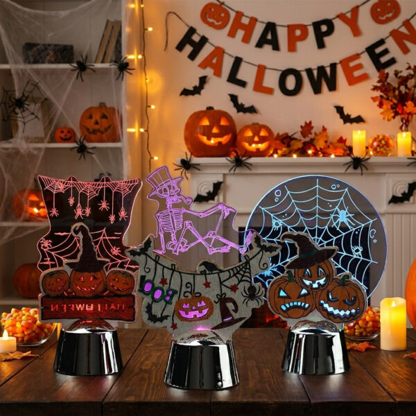 Wholesale Halloween Acrylic Pumpkin Night Light Decorative Accent Gift for Party