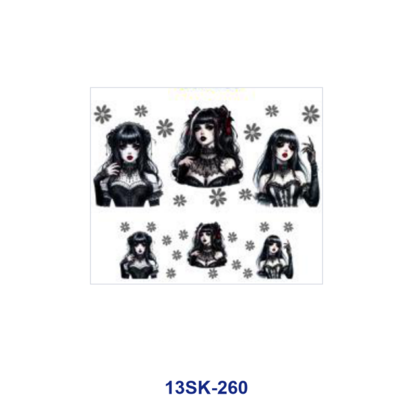 Wholesale 8pcs Gothic Girl Black Rose Mini Cup Keychain Sticker