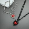 Wholesale Gothic Heart Pendant Necklace Trendy Jewelry Accessory for Party Gift Boutique Resale