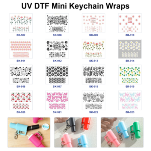 Wholesale 8pcs Various Floral Outline Butterfly Tropical Fruit Seamless Decor Mini Cup Keychain Sticker