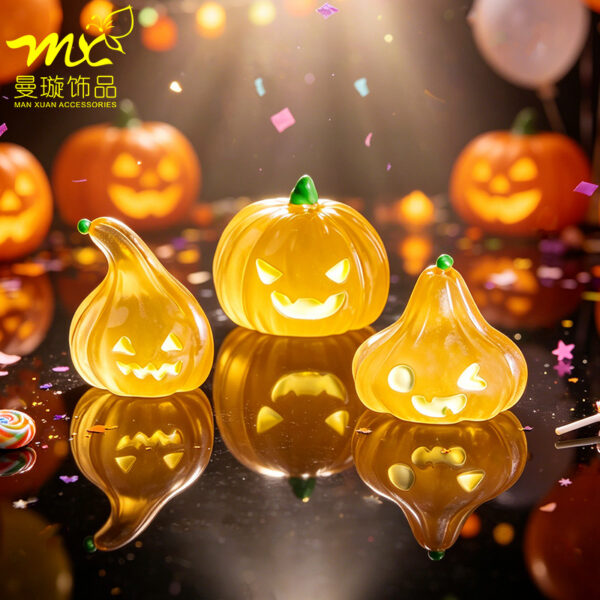 Wholesale Halloween Glowing Pumpkin Resin Craft DIY Desktop Decor Figurine Gift Home Decor Resale