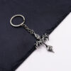 oly-b3633d2d3a34f8a41e06f81ecd3dda95 Wholesale Silver Titanium Steel Flame Cross Keychain Trendy Car Key Accessory