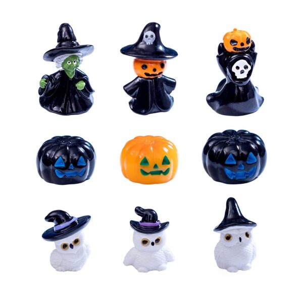Wholesale Cartoon Resin Witch Ghost Pumpkin Halloween Figurine DIY Decorative Accent for Party Favor