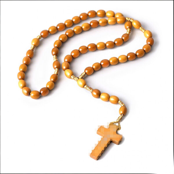 oly-b3a791ff3d1dfb14319b4dda95daec40 Wholesale Handmade Wooden Cross Rosary Necklace Chic Fashion Accessory for Gift or Boutique Resale