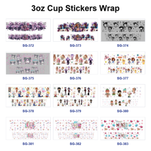 Wholesale 8pcs Cute Character Heart 3oz Tumbler Stickers Wrap OLY Exclusive