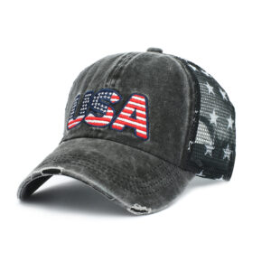 Embroidered flag USA Black / Adjustable