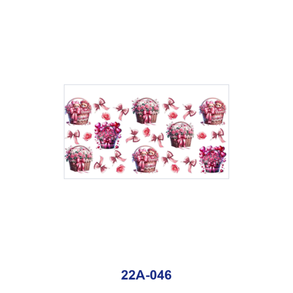 oly-b3c0299ae7cb67634f920f4e2ffb6e7f Wholesale 5pcs Watercolor Flower Basket Pink Bow Rose Bouquet Mixed Floral Print 16oz Cup UV DTF Wraps