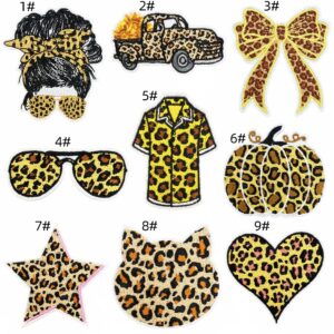 Cartoon leopard print cloth patch set 9 pieces