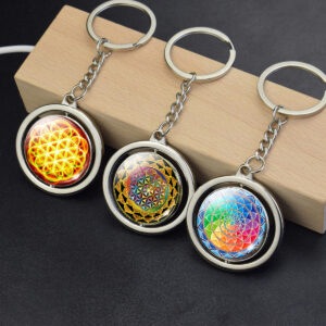 Wholesale Luminous Mandala OM Keychain Stress Relief Rotating Metal Pendant Yoga Gift Boutique Resale