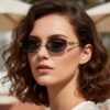 Wholesale Frameless Oval Sunglasses with Ring Detail for Travel Fashion Accessory