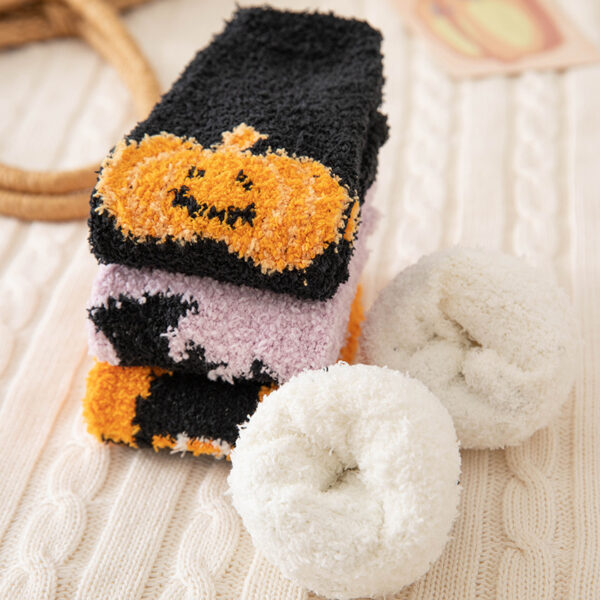 oly-b422b9a69f427a51f97dc5ff6b331c06 Wholesale Thick Fleece Mid Calf Socks for Winter Halloween Cartoon Casual Everyday Wear