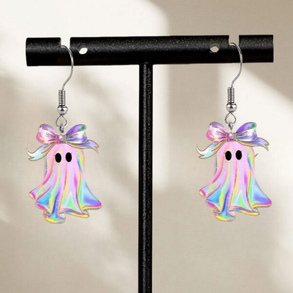 Wholesale Hot-Selling Halloween Colorful Ghost Acrylic Earrings Quirky Niche Design Creative Earrings Ghost Ear Accessories