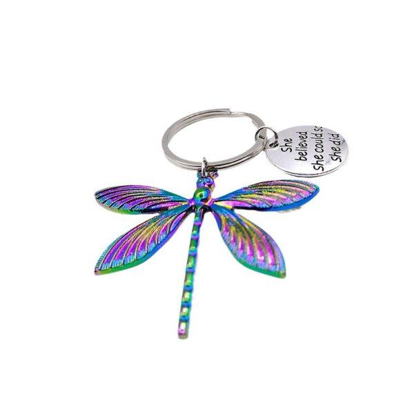 Wholesale Light Luxury Colorful Dragonfly Car Keychain Pendant Zinc Alloy Boutique Resale