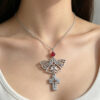 oly-b4631a122b2d52f199a4eb4f60ab6055 Wholesale Trendy Gothic Style Hollow Butterfly Cross Pendant Necklace with Red Rhinestone Y2K Sweet Cool Choker Fashion Jewelry Accessory for Party Gift