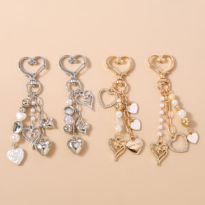 oly-b46cffeb0f1076abea8fefbbdb73c814 Wholesale Silver Pearl Heart Keychain Fashion Accessory Gift for Valentine's Day