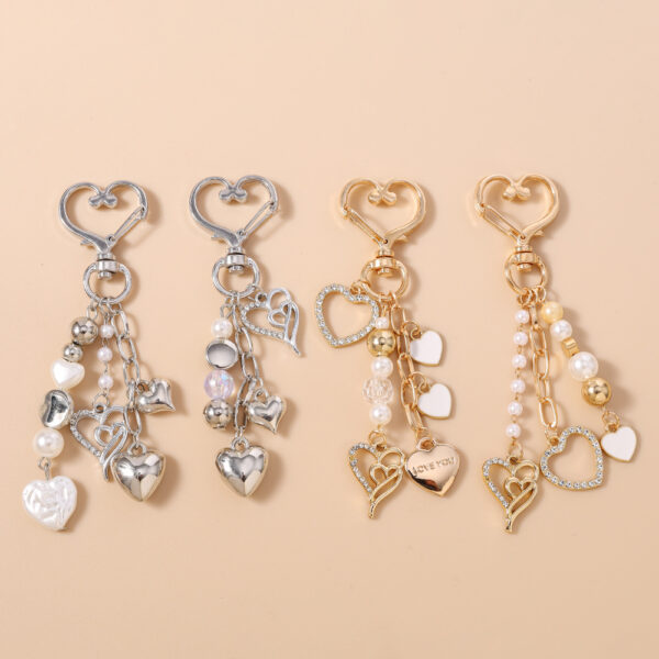 Wholesale Silver Pearl Heart Keychain Fashion Accessory Gift for Valentine's Day