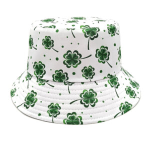 oly-b46d71e54aab06de5491d80cbf3e2612 Wholesale Printed Bucket Hat with Four Leaf Clover Design Chic Casual Sun Hat Unisex