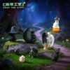 Wholesale Trendy Halloween Black and White Twin Cat Resin Figurine Desktop Decorative Accent