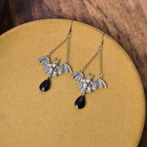 Bat black gemstone earrings