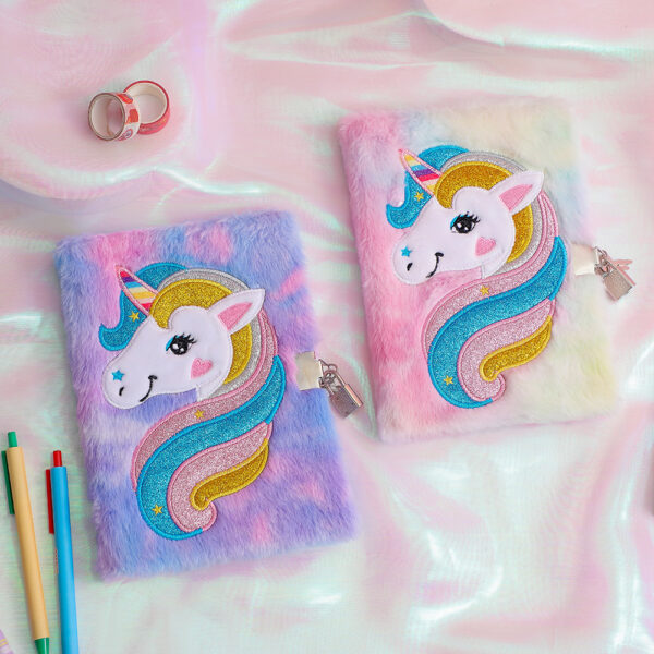 Wholesale A5 Plush Unicorn Notebook with Lock, Chic Journal for Kids and Gift Giving