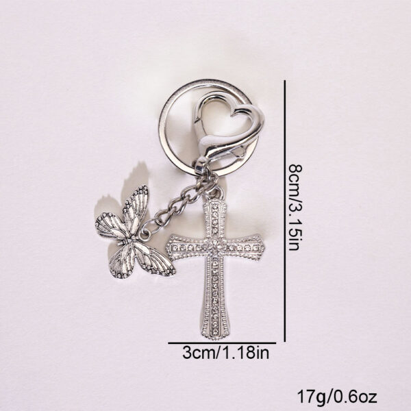 Wholesale Silver Alloy Butterfly Cross Keychain Decorative Car Key Accessory Stylish Boutique