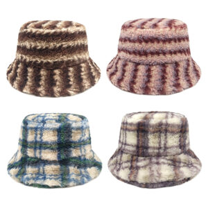 Wholesale Striped Plush Bucket Hat Chic Winter Hat for Women Everyday Wear
