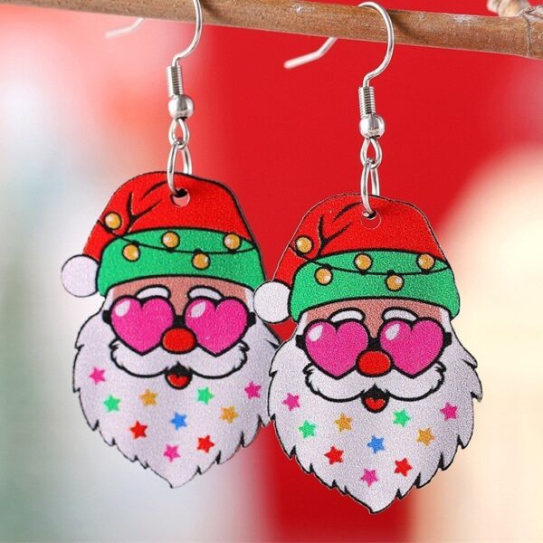 oly-b528e60cf961234f2e928bc37dfaf327 Wholesale Christmas Santa Flat Acrylic Earrings Fashion Cartoon Jewelry Accessory for Party Gift or Boutique