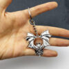 Wholesale Silver Bat Keychain Zinc Alloy Gothic Halloween Gift Fashion Accessory for Boutique Resale