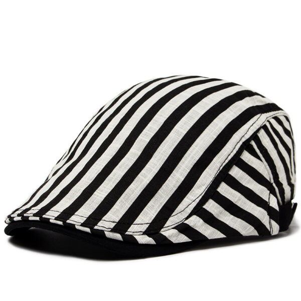 Wholesale Chic Cotton Linen Plaid Beret Hat Unisex Summer Sunshade Cap
