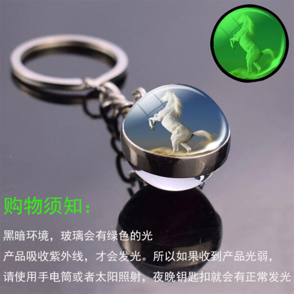 Wholesale Luminous Horse Glass Ball Keychain, Cute Cartoon Animal Pendant Bag Charm for Boutique Resale