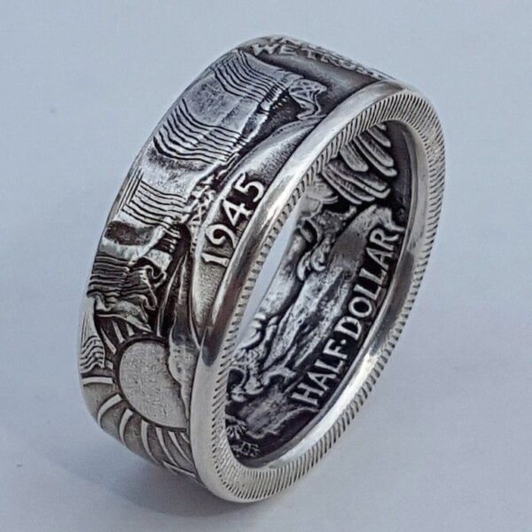 Wholesale Ancient Silver 1945 Morgan Coin Ring Unisex Alloy Electroplated Boutique Resale