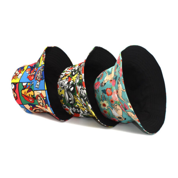 Wholesale Cartoon Skull Print Fisherman Hat Sunscreen Summer Cap for Men Women