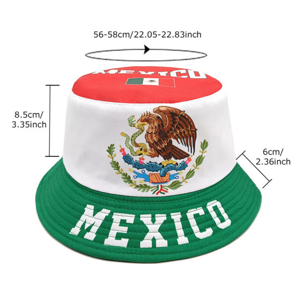 Wholesale Mexico Flag Pattern Double Sided Bucket Hat Outdoor Sun Protection Trendy Headwear