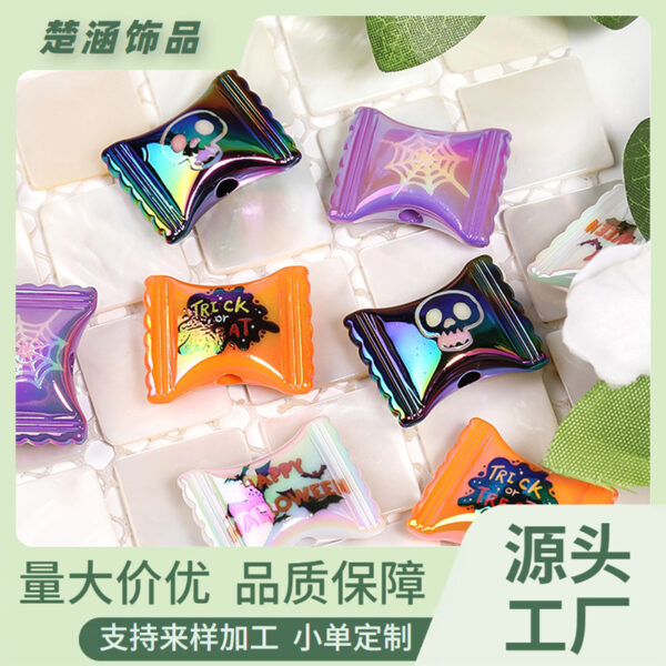 oly-b5fa706ab7f8d55dbe73f78bf6173b02 Wholesale Acrylic Halloween Bat Skull Candy Beads for Phone Chain Bag Charm Gift