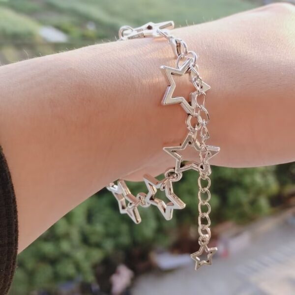 Wholesale Hollow Five-Point Star Bracelet Trendy Gothic Zinc Alloy DIY Hand Jewelry for Women Everyday Wear
