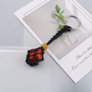 Black rope + red stone keychain