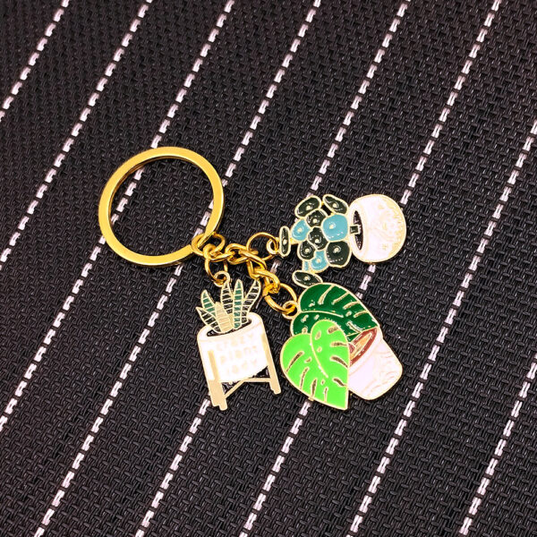 oly-b62370a0f8c8ef5bba308ef6530c4b6d Wholesale Korean Style Oil Drop Potted Plant Keychain, Alloy Fashion Accessory for Everyday Use
