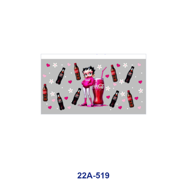 Wholesale 5pcs Retro Cartoon Girl Soda Lip Heart Spider Web Floral Mixed Decor Prints 16oz Cup UV DTF Wraps OLY Exclusive