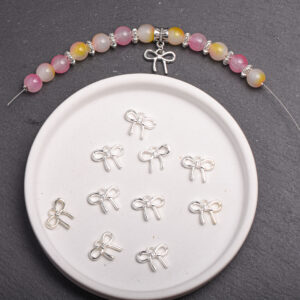 Wholesale Silver Alloy Light Luxury Bow Pendant DIY Jewelry Charm for Bracelet Phone Chain