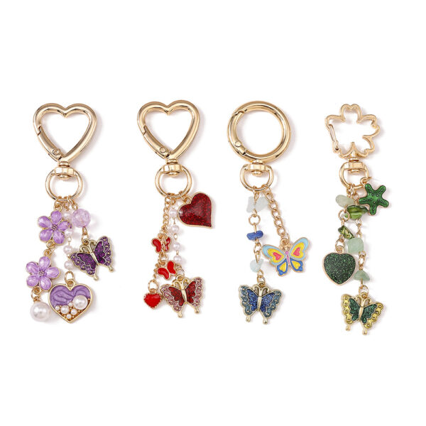 Wholesale Purple Butterfly Heart Keychain Zinc Alloy Wedding Gift Key Ring Decorative Accessory