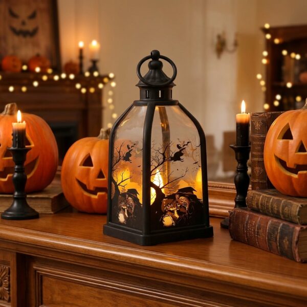 Wholesale Halloween Decorative Candle Lamp Plastic Witch Pattern Party Home Decoration