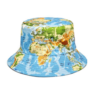 Wholesale Map Print Bucket Hat Sun Protection Outdoor Casual Hat for Men