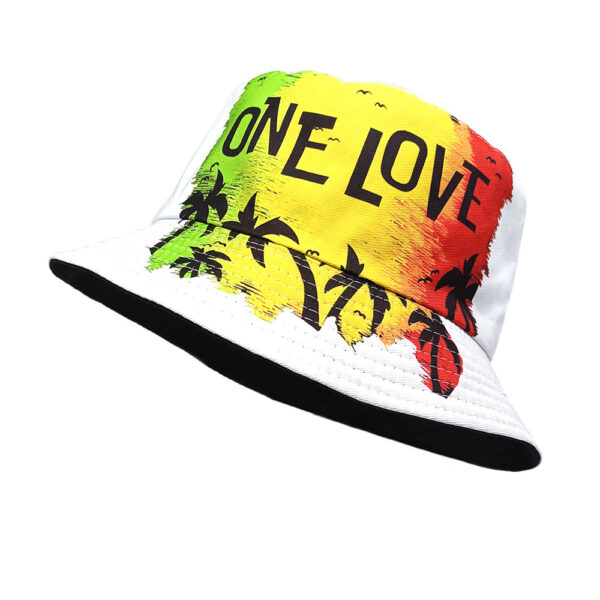 Wholesale White ONE LOVE Coconut Tree Print Fisherman Hat Sunscreen Casual