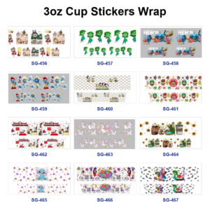Wholesale 8pcs Mixed Cartoon Characters Patterns 3oz Cup Stickers Wrap OLY Exclusive